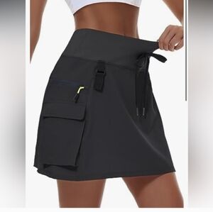 Women's Hiking XL Cargo Skort Travel Athletic Golf Zipper Pockets QuickDry UPF50